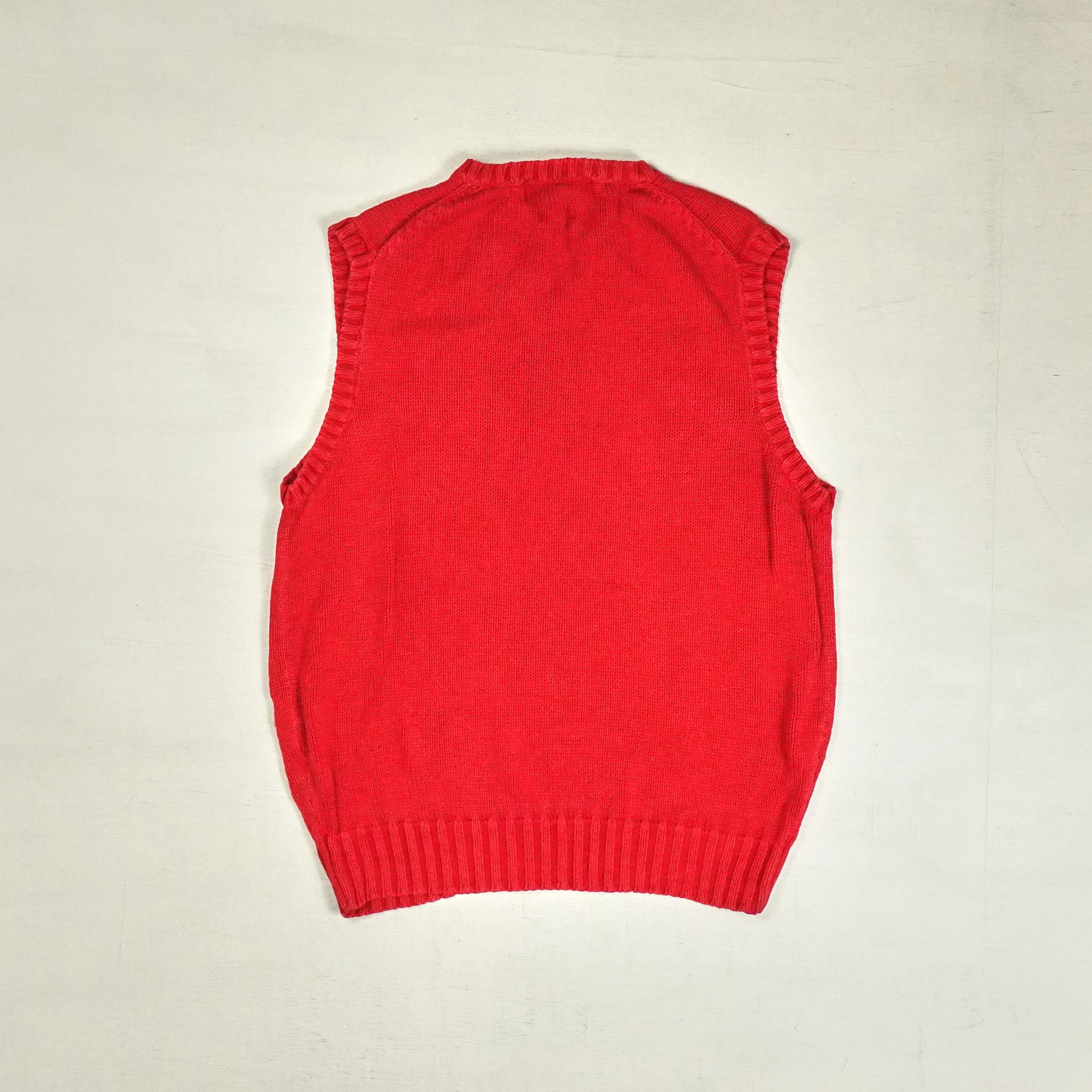 Vintage Ralph Lauren Red Sweater Vest Knit Jumper ( S )