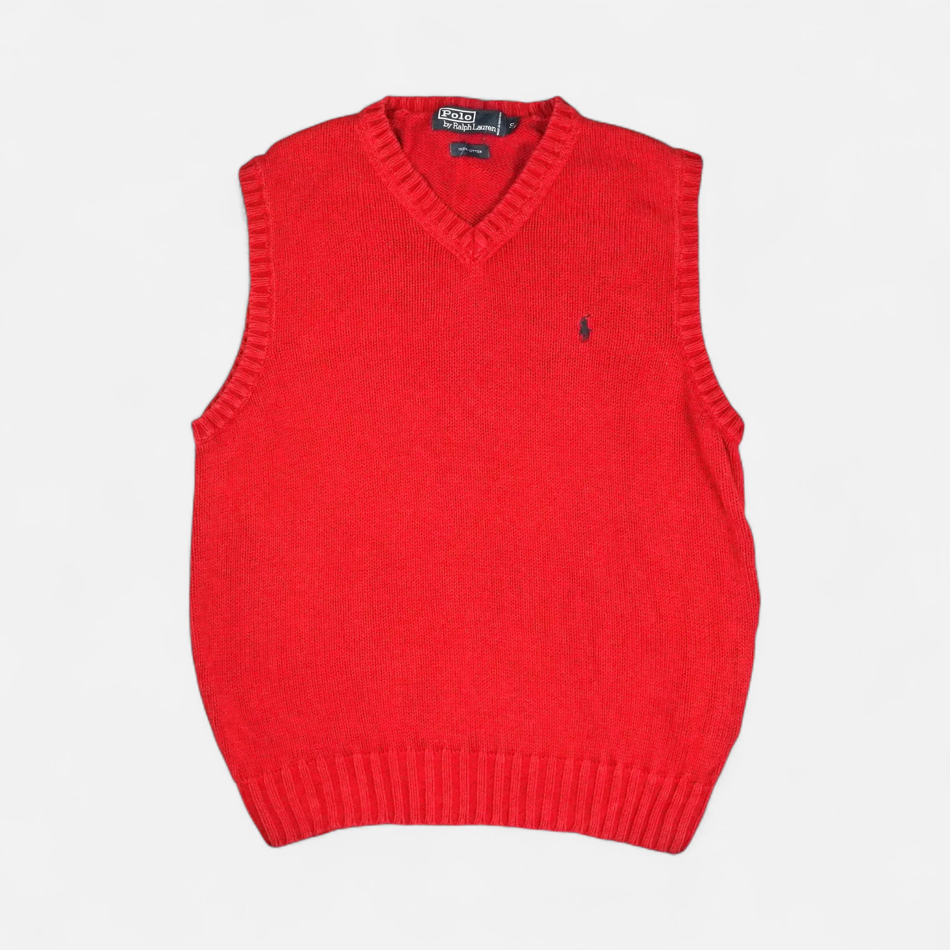 Vintage Ralph Lauren Red Sweater Vest Knit Jumper ( S )