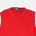 Vintage Ralph Lauren Red Sweater Vest Knit Jumper ( S )