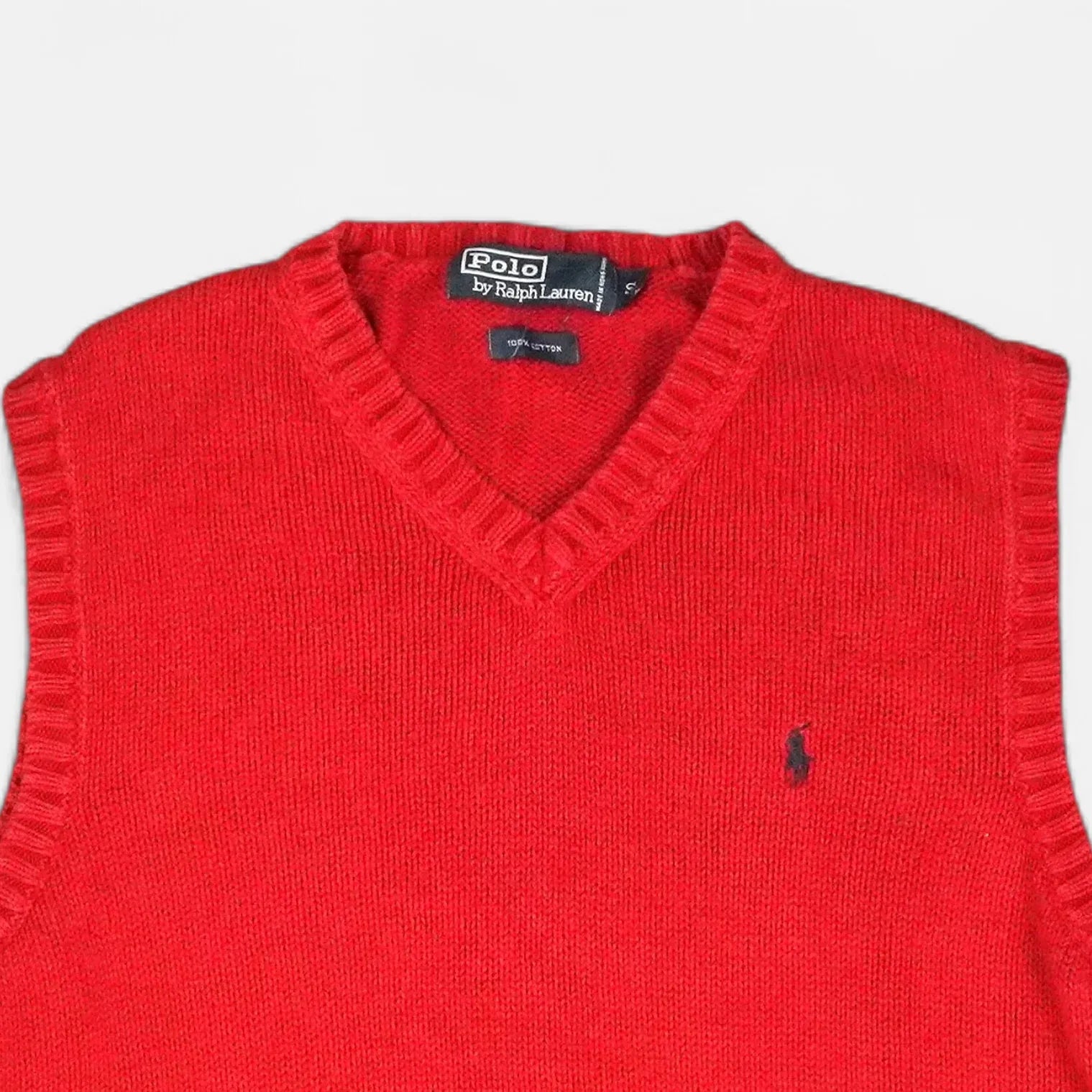 Vintage Ralph Lauren Red Sweater Vest Knit Jumper ( S )