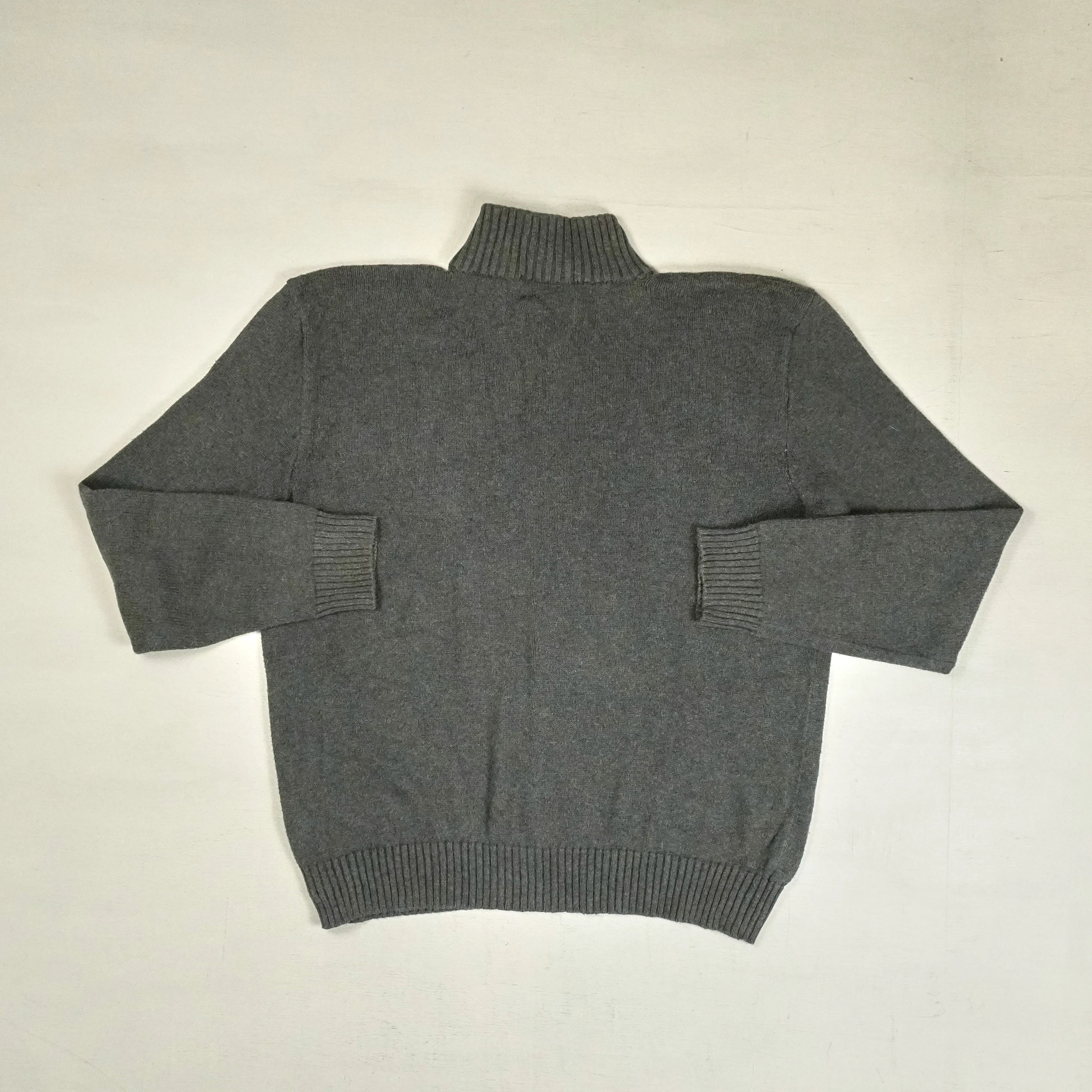 Vintage Gray quarter-zip sweater Knit Jumper ( L )
