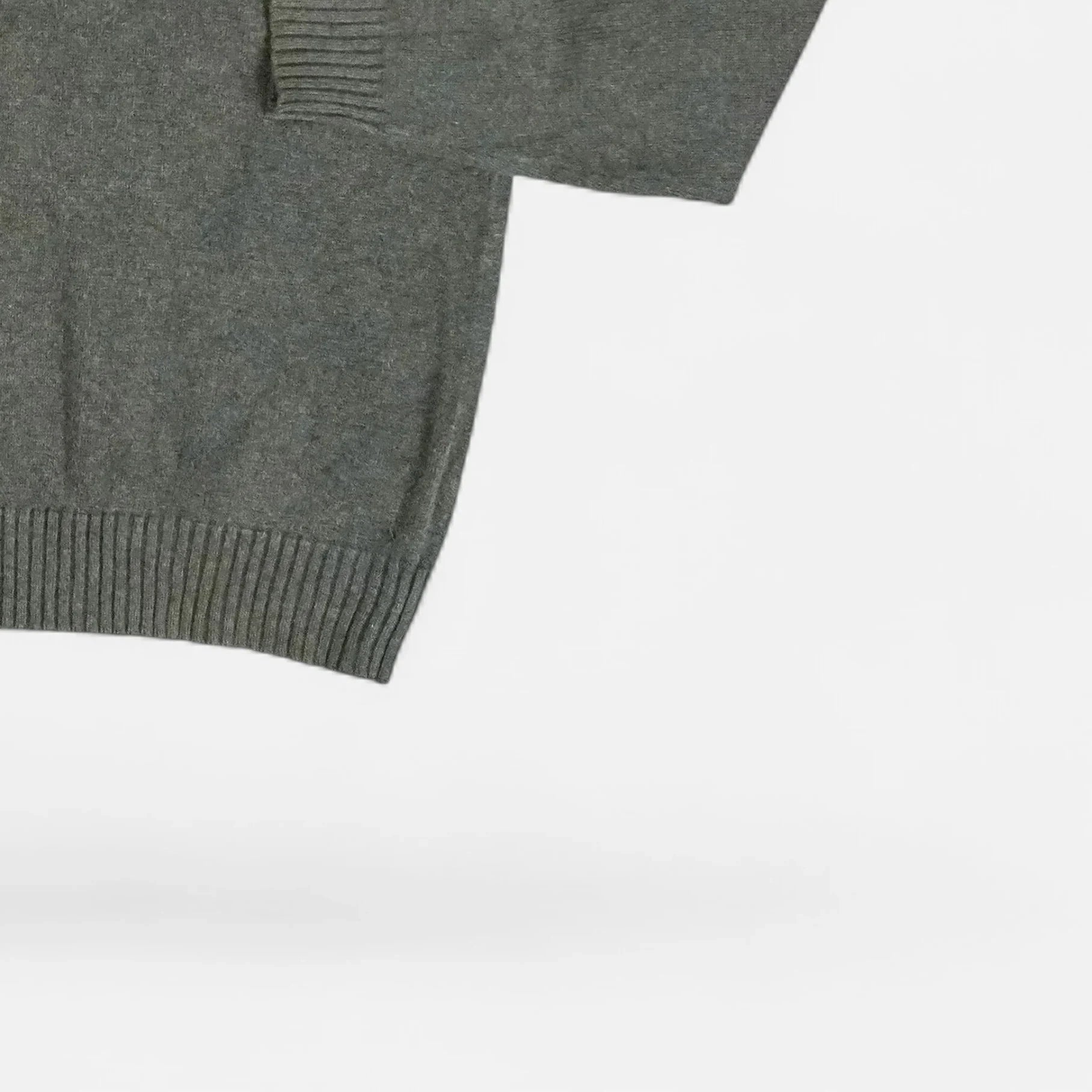 Vintage Gray quarter-zip sweater Knit Jumper ( L )