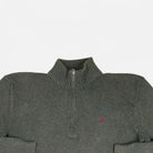 Vintage Gray quarter-zip sweater Knit Jumper ( L )
