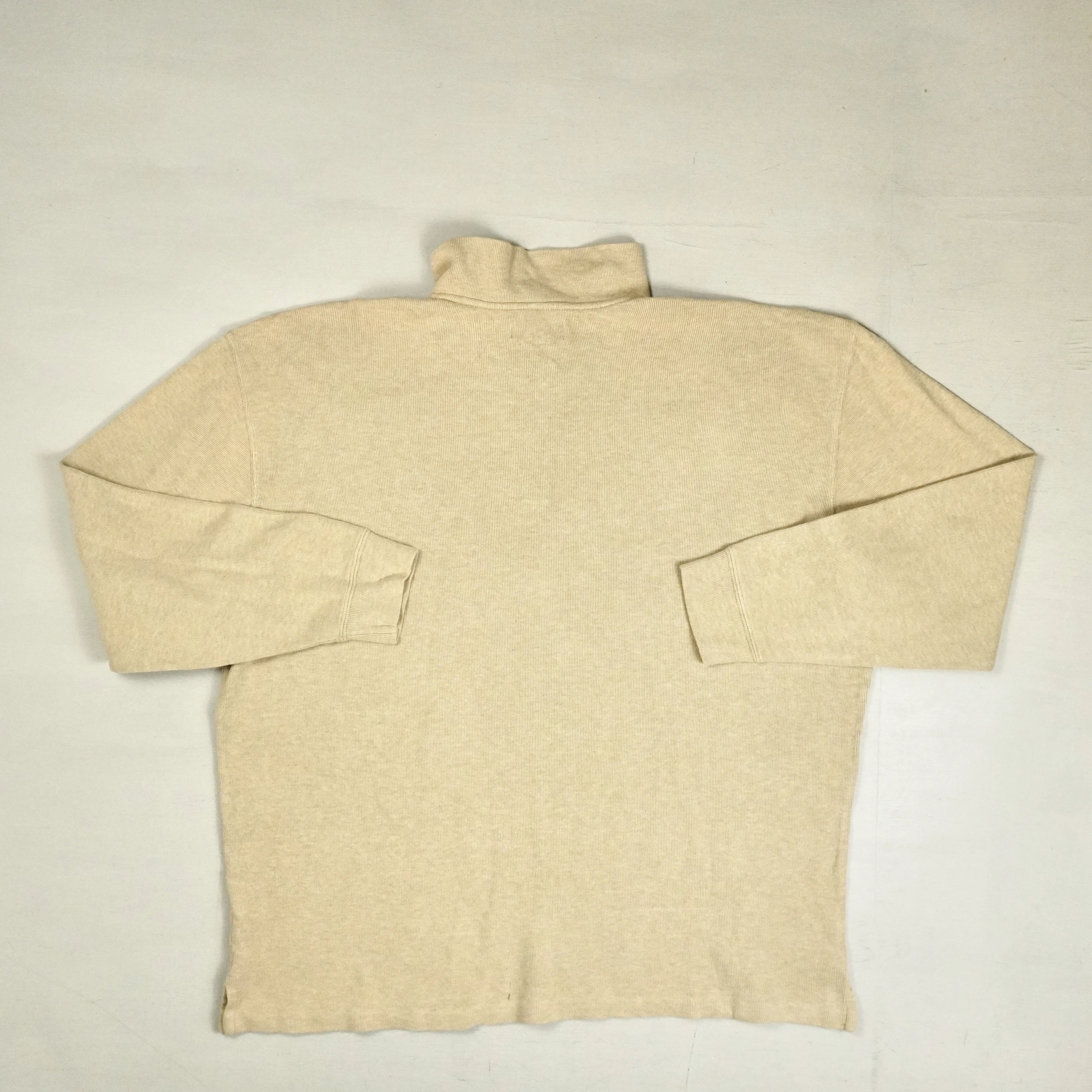 Vintage Polo Ralph Lauren Beige Quarter-Zip Pullover Knit Jumper ( XXL )