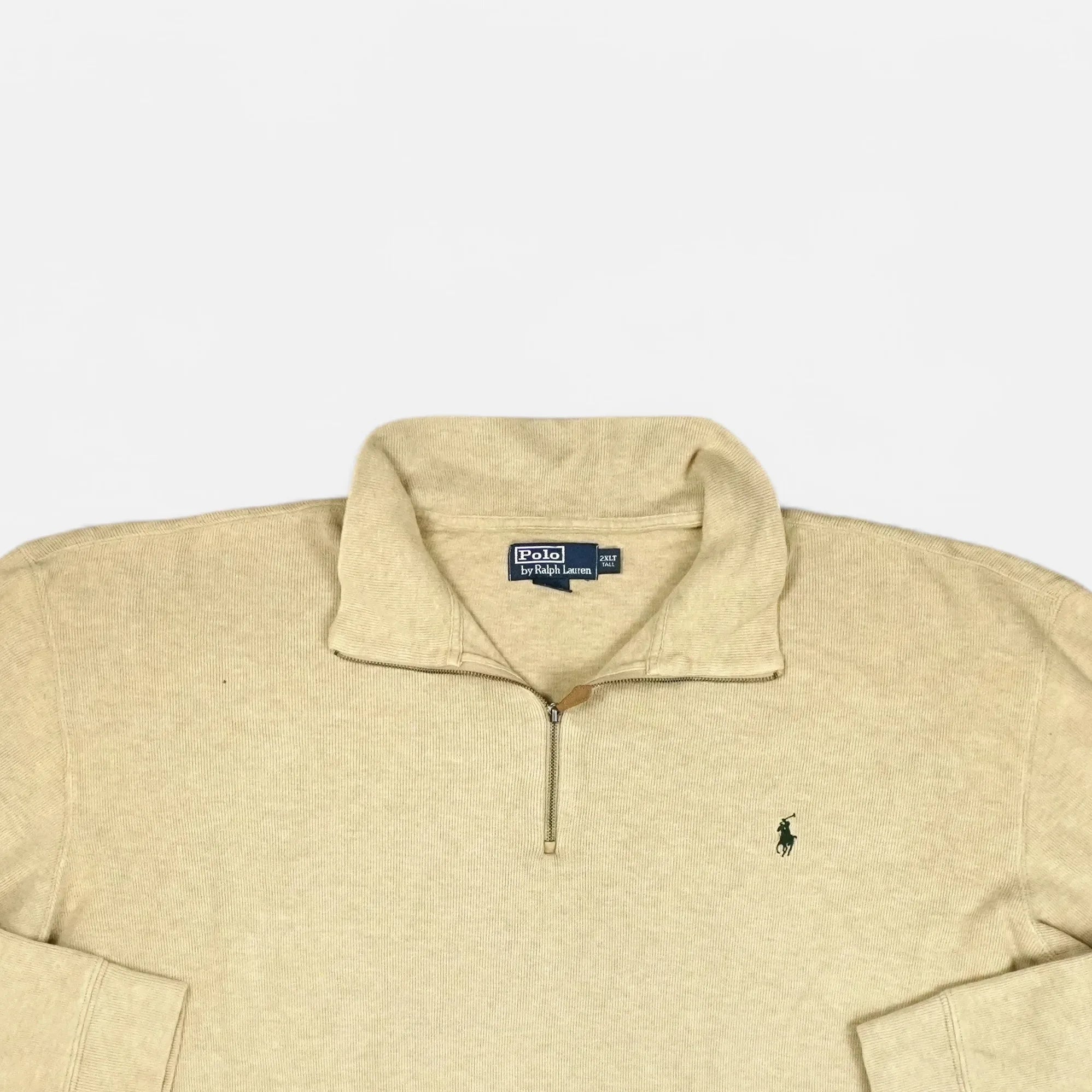 Vintage Polo Ralph Lauren Beige Quarter-Zip Pullover Knit Jumper ( XXL )