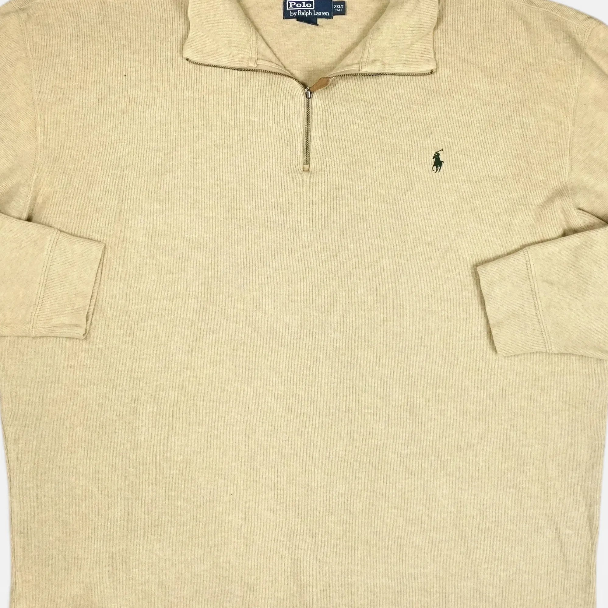 Vintage Polo Ralph Lauren Beige Quarter-Zip Pullover Knit Jumper ( XXL )