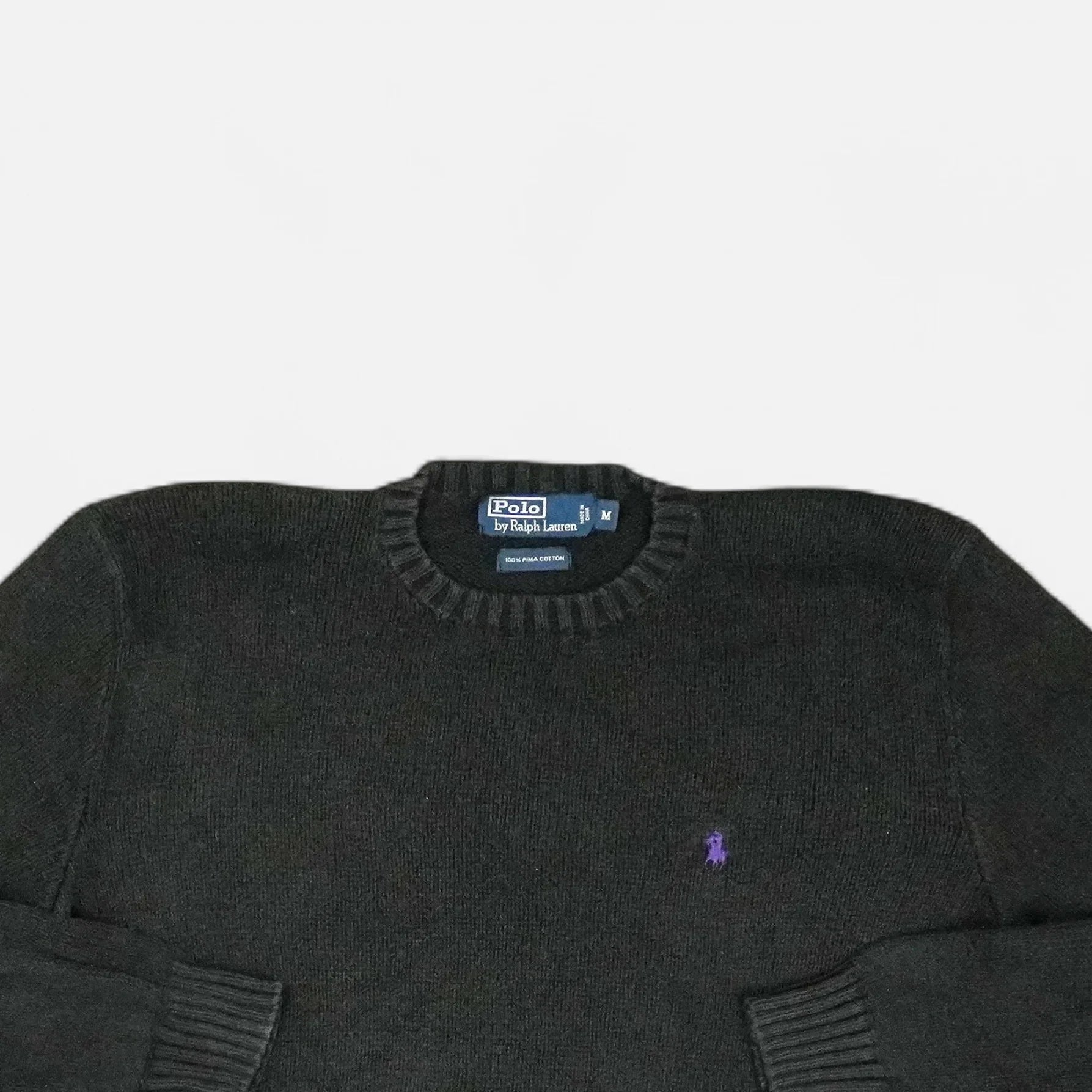 Vintage Polo Ralph Lauren Black Sweater Knit Jumper ( M )