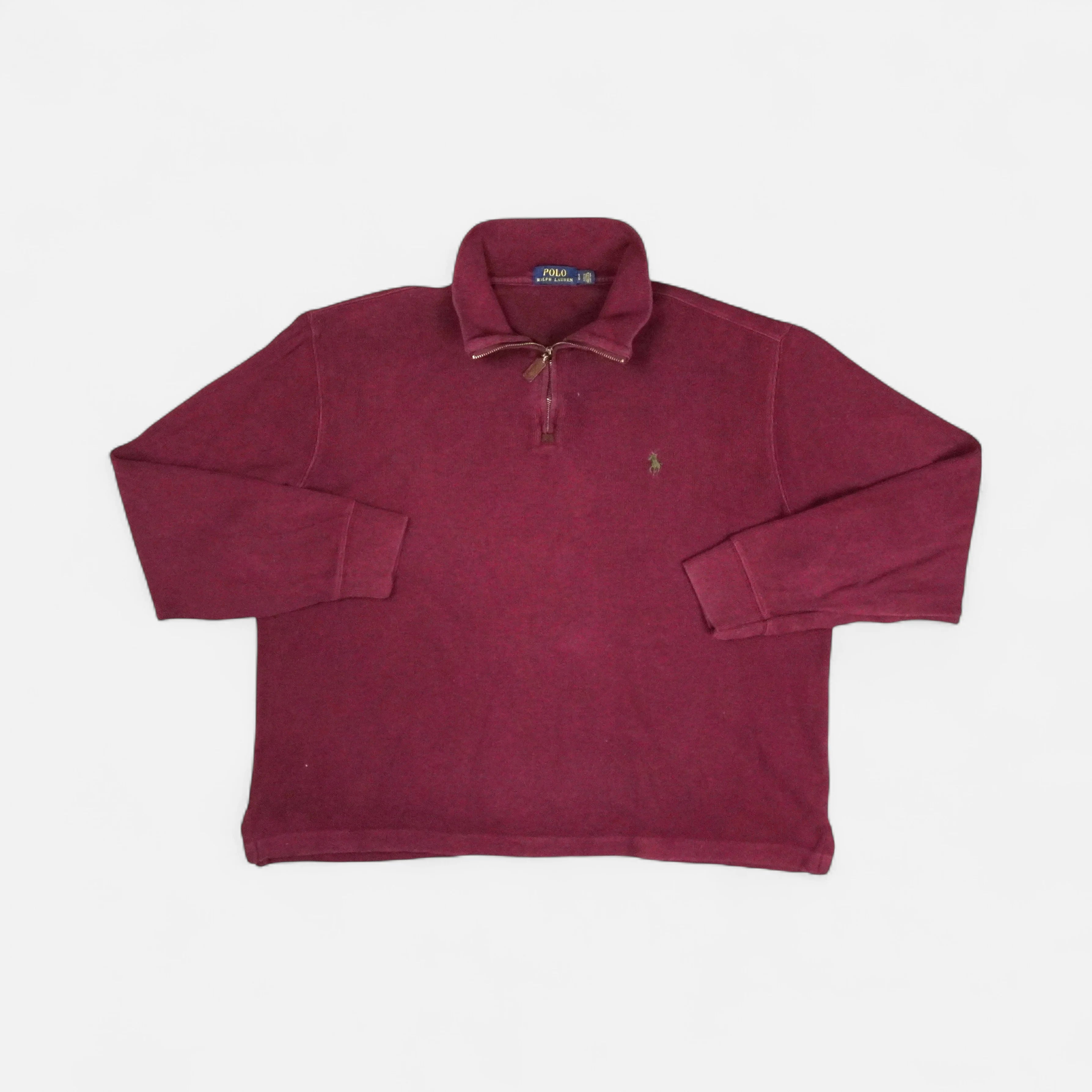Vintage Polo Ralph Lauren Red Long Sleeve Polo Sweatshirt Knit Jumper ( L )