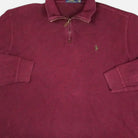 Vintage Polo Ralph Lauren Red Long Sleeve Polo Sweatshirt Knit Jumper ( L )