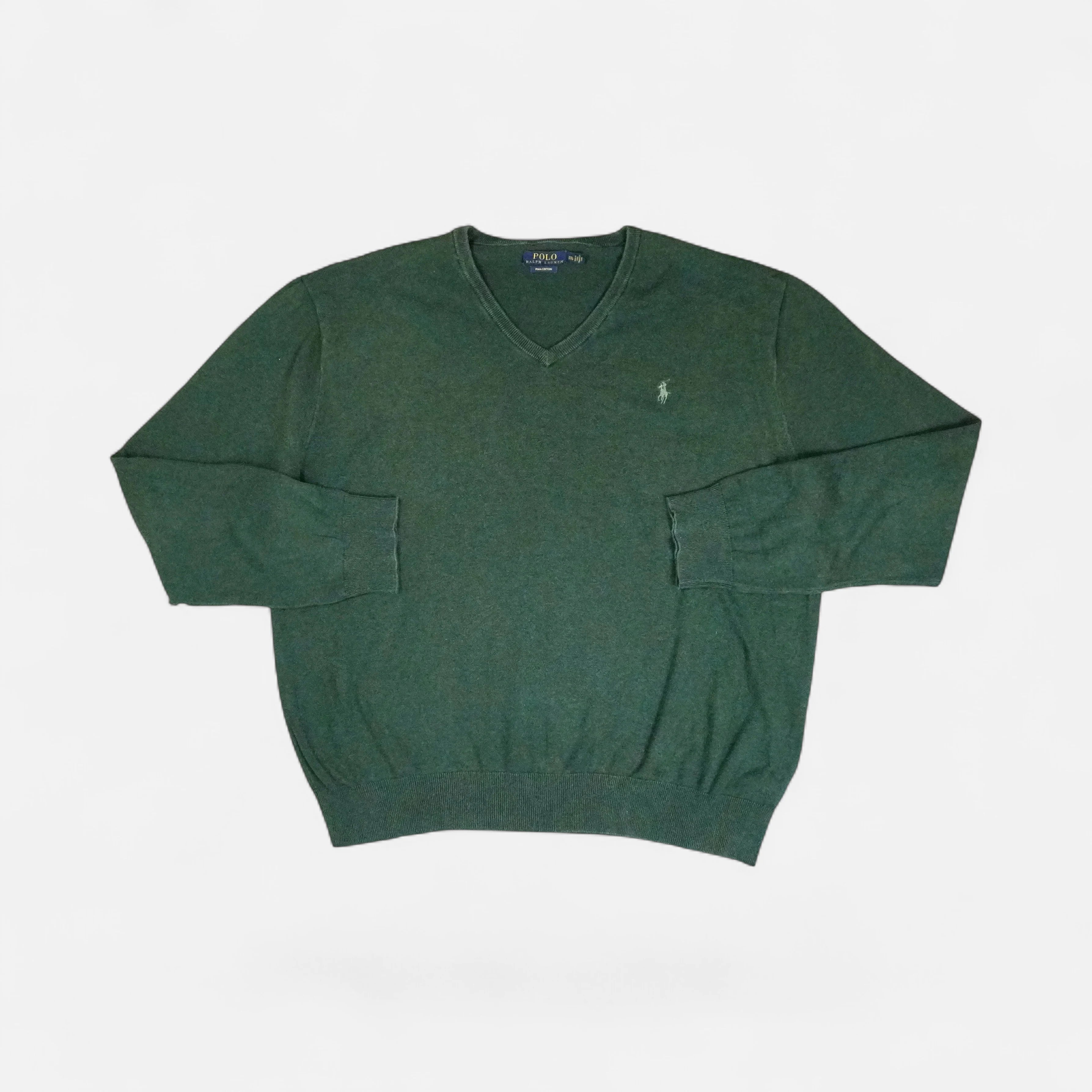 Vintage Polo By Ralph Lauren Green Knit Jumper ( XL )