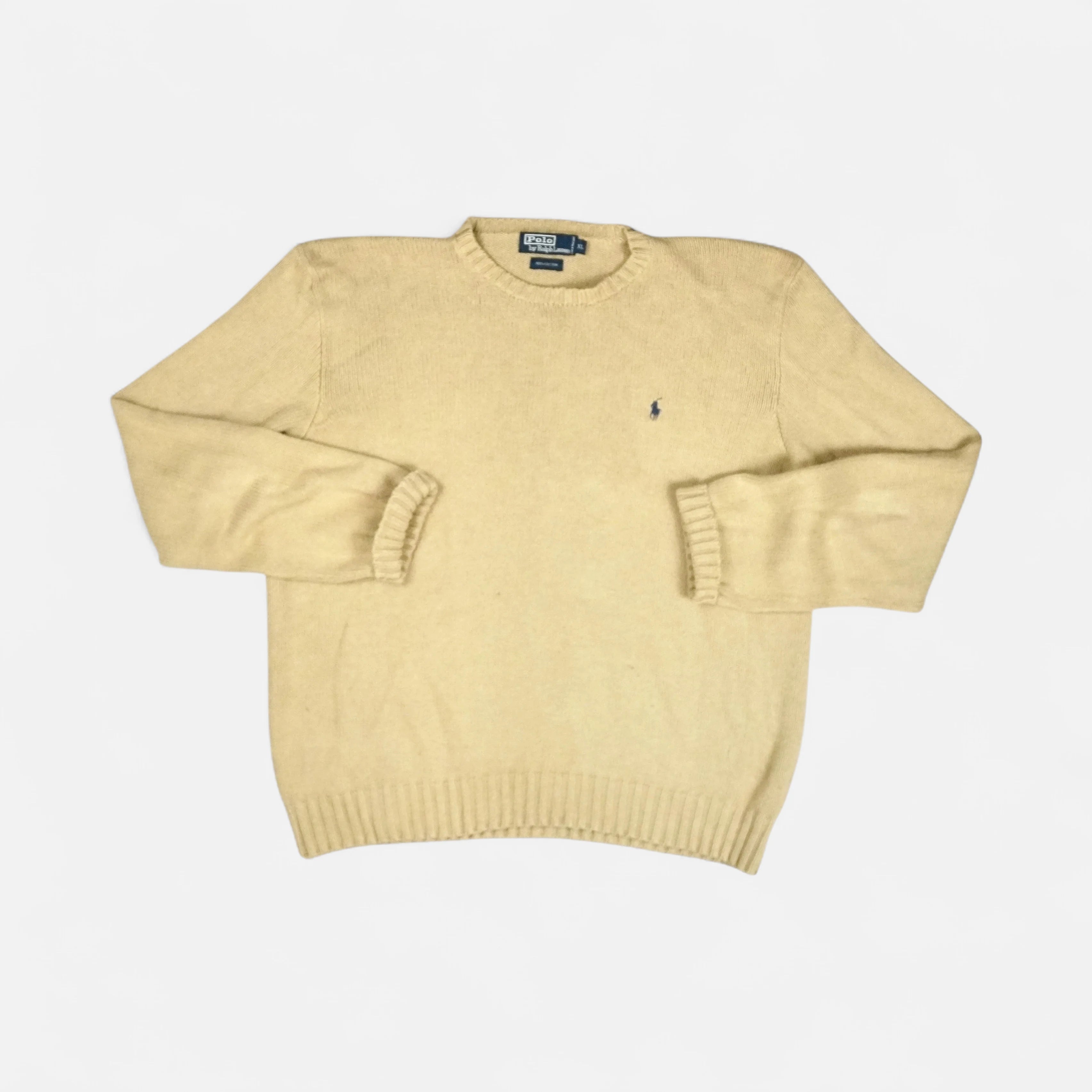 Vintage Polo Ralph Lauren Beige Knit Jumper ( XL )