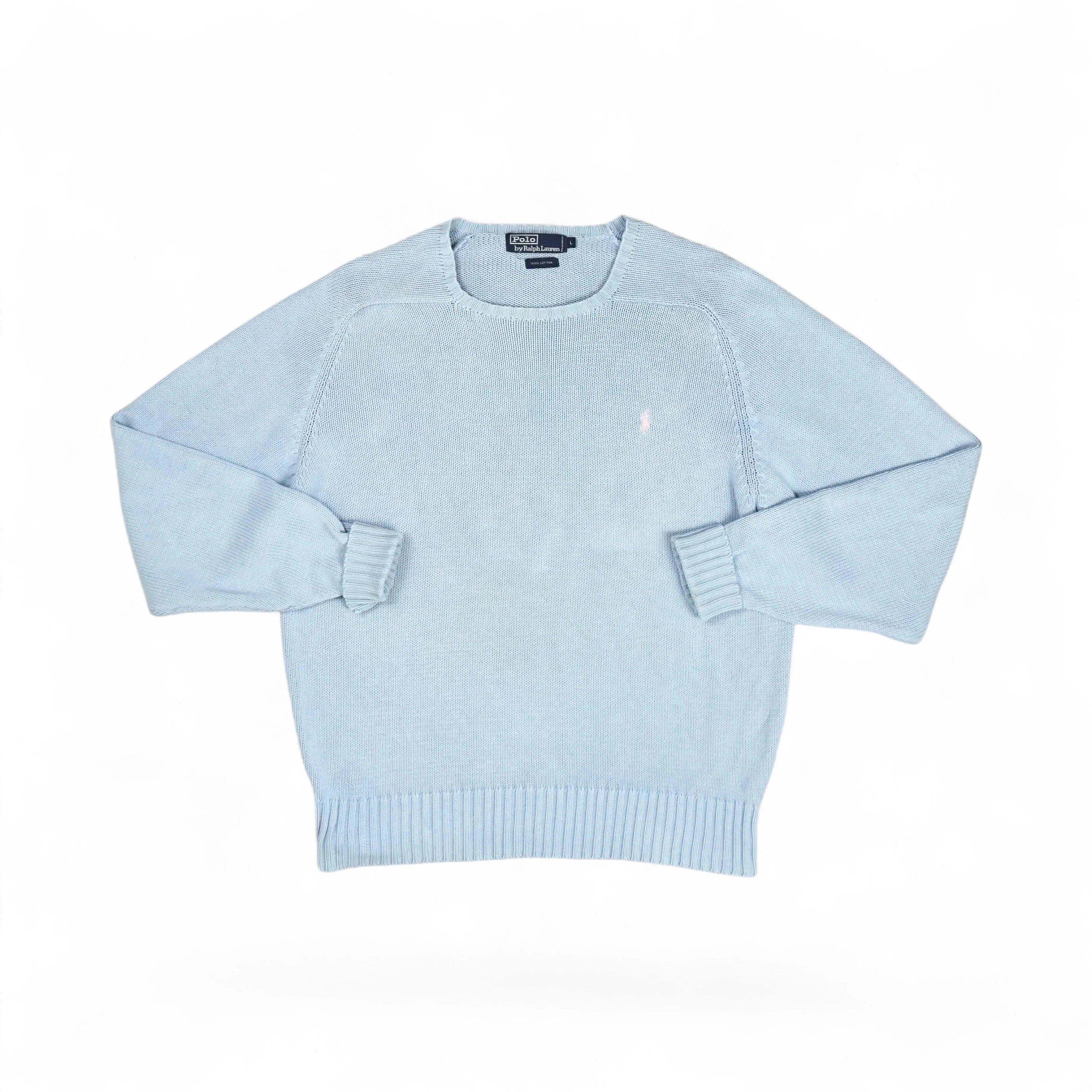 Vintage Polo Ralph Lauren Blue Knit Jumper ( XL )