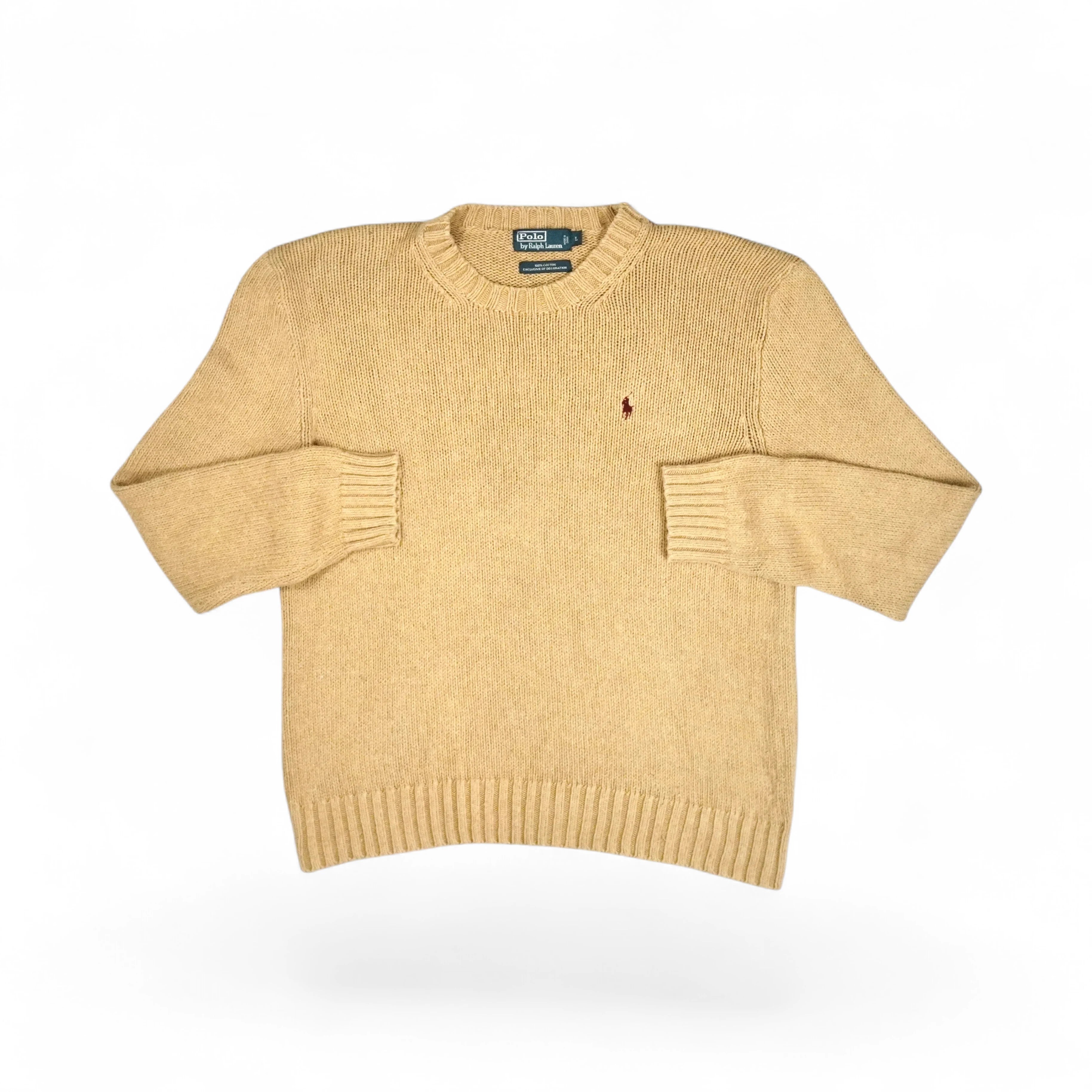 Vintage Polo Ralph Lauren Beige Knit Jumper ( L )