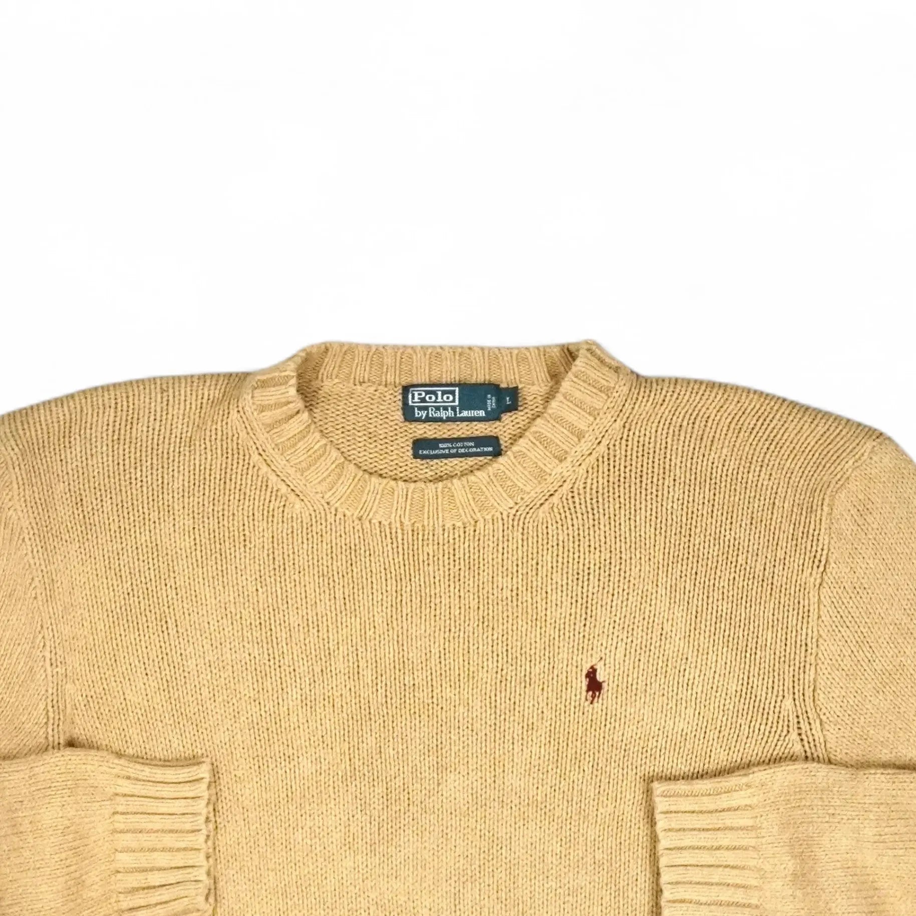 Vintage Polo Ralph Lauren Beige Knit Jumper ( L )