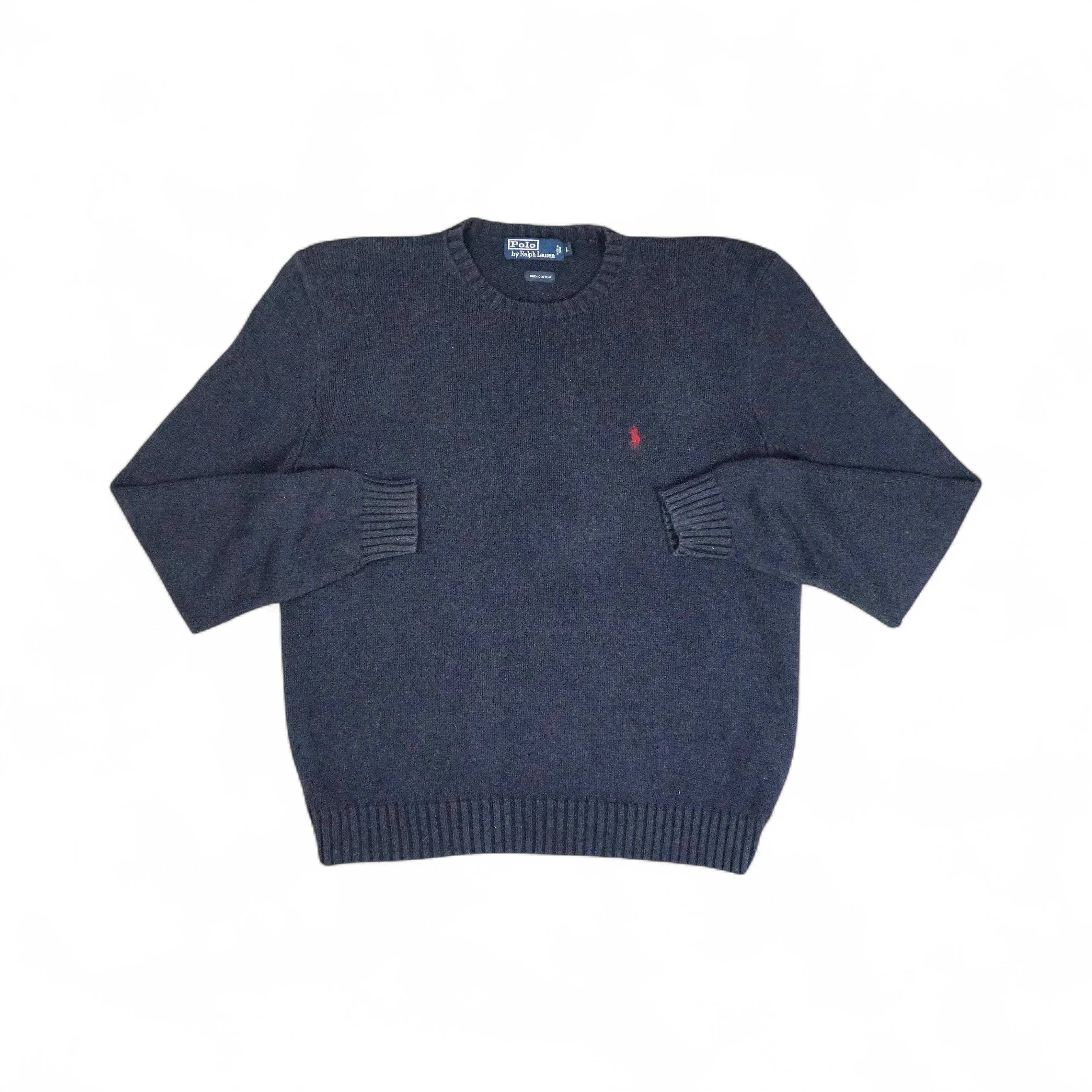 Vintage Polo Ralph Lauren Navy Knit Jumper ( L )
