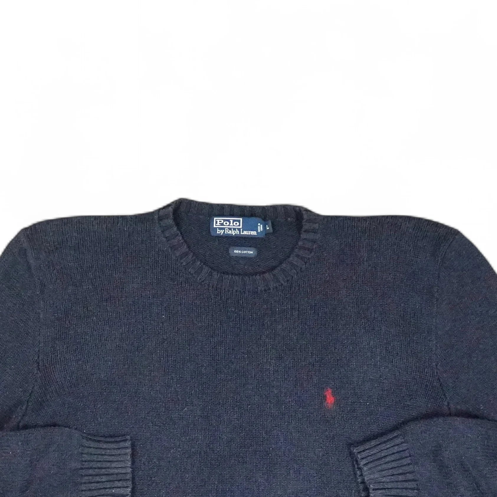 Vintage Polo Ralph Lauren Navy Knit Jumper ( L )