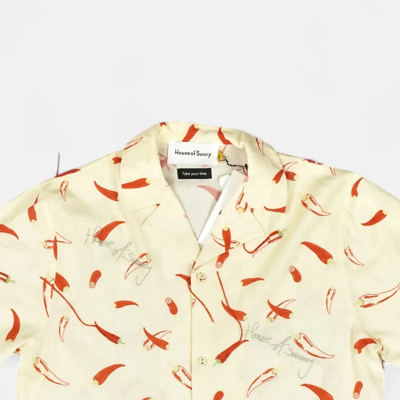 Vintage Horizon Blue Beige Short Sleeve Shirt (M)