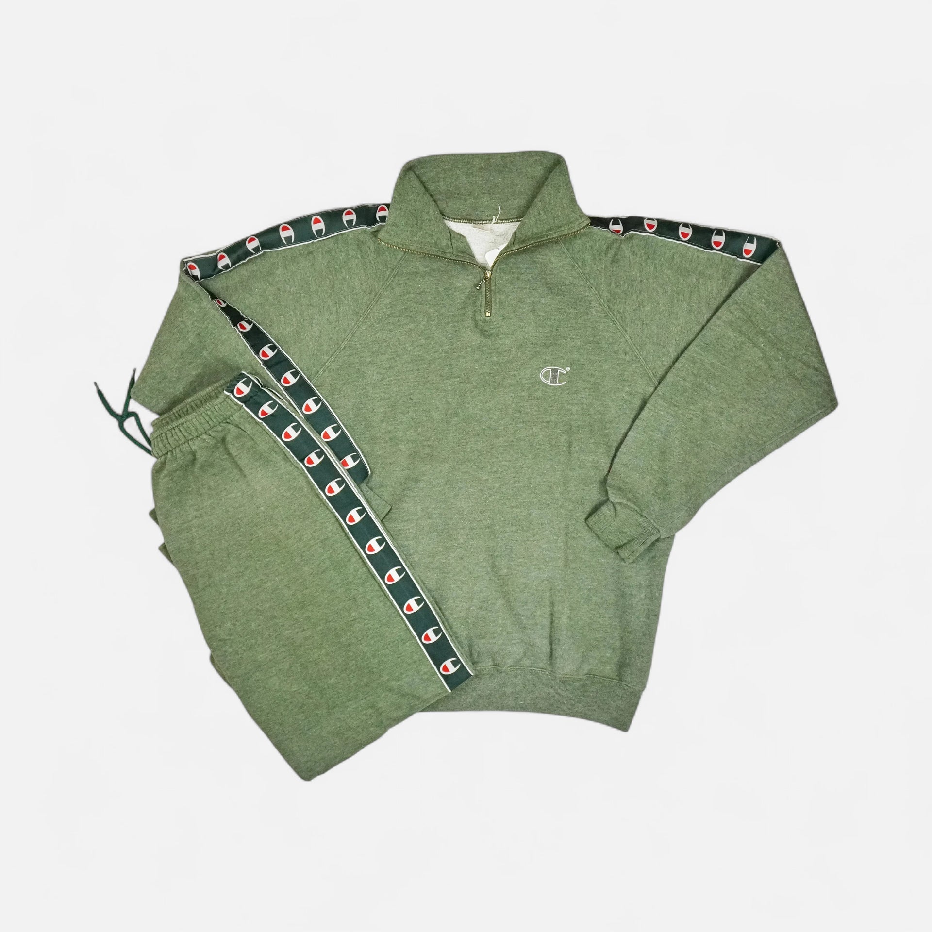 Vintage Champion Green tracksuit (quarter-zip sweatshirt and