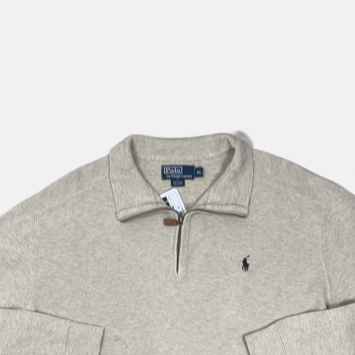 Vintage Ralph Lauren Beige 1/4 Zip detail