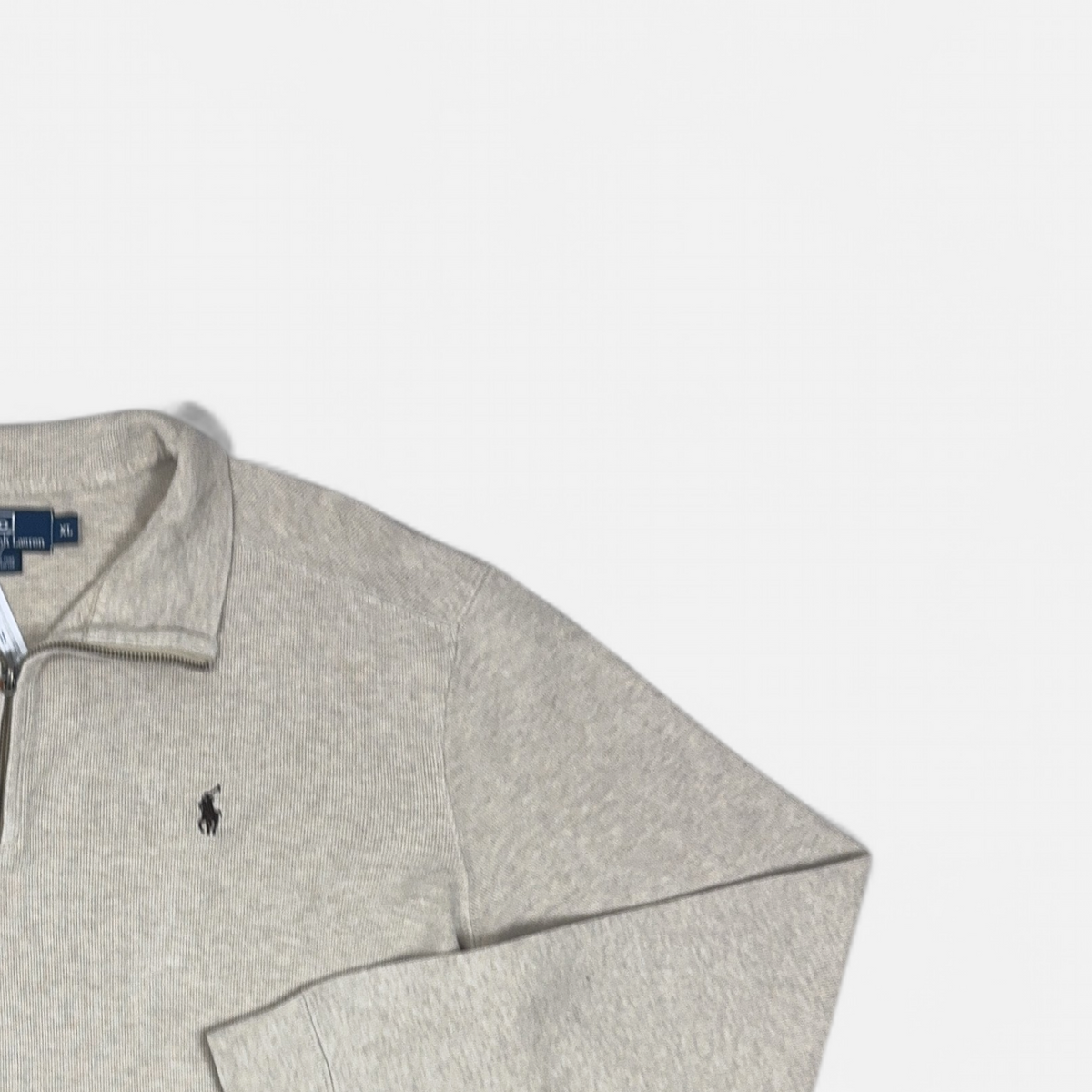 Vintage Ralph Lauren Beige 1/4 Zip detail