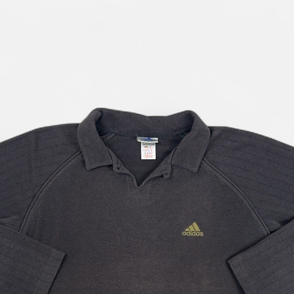 Vintage Adidas Dark Grey V-Neck Sweatshirt (L)