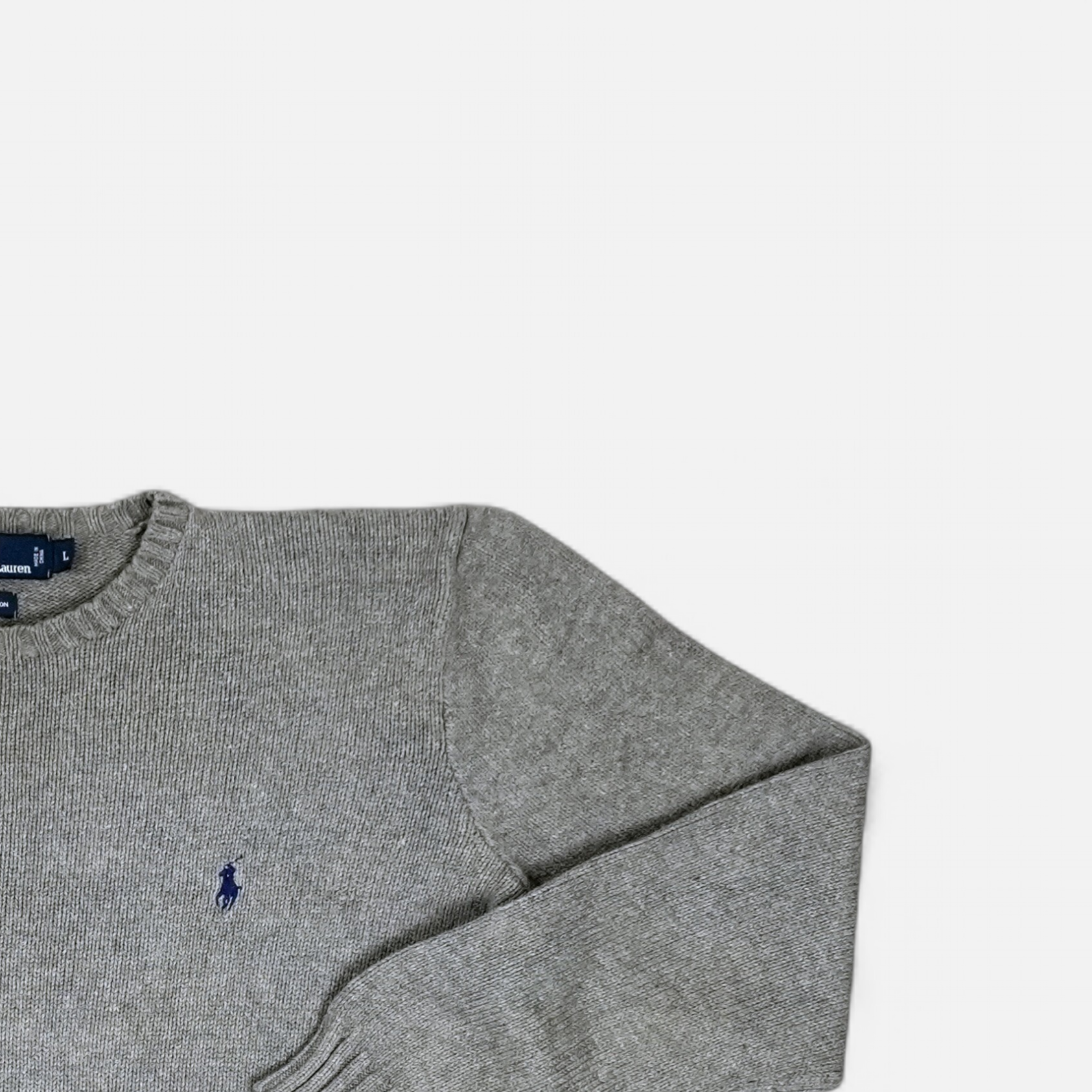 Vintage Polo By Ralph Lauren Grey Knit Jumper (M)