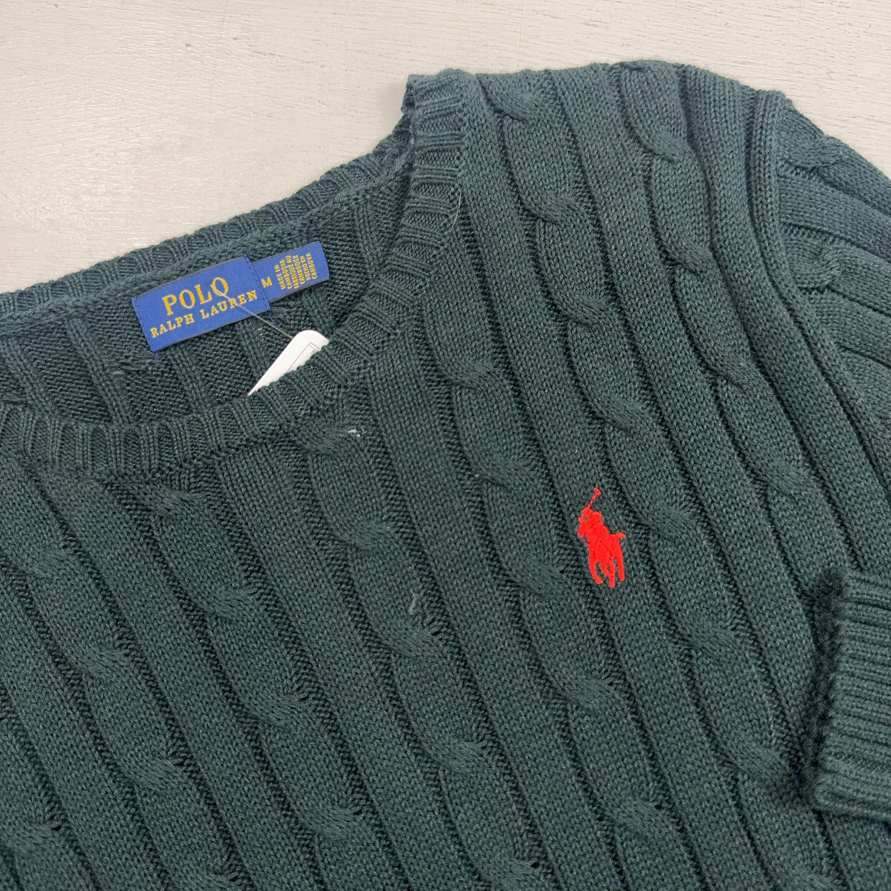 Vintage Polo Ralph Lauren Green Knit Jumper (M)