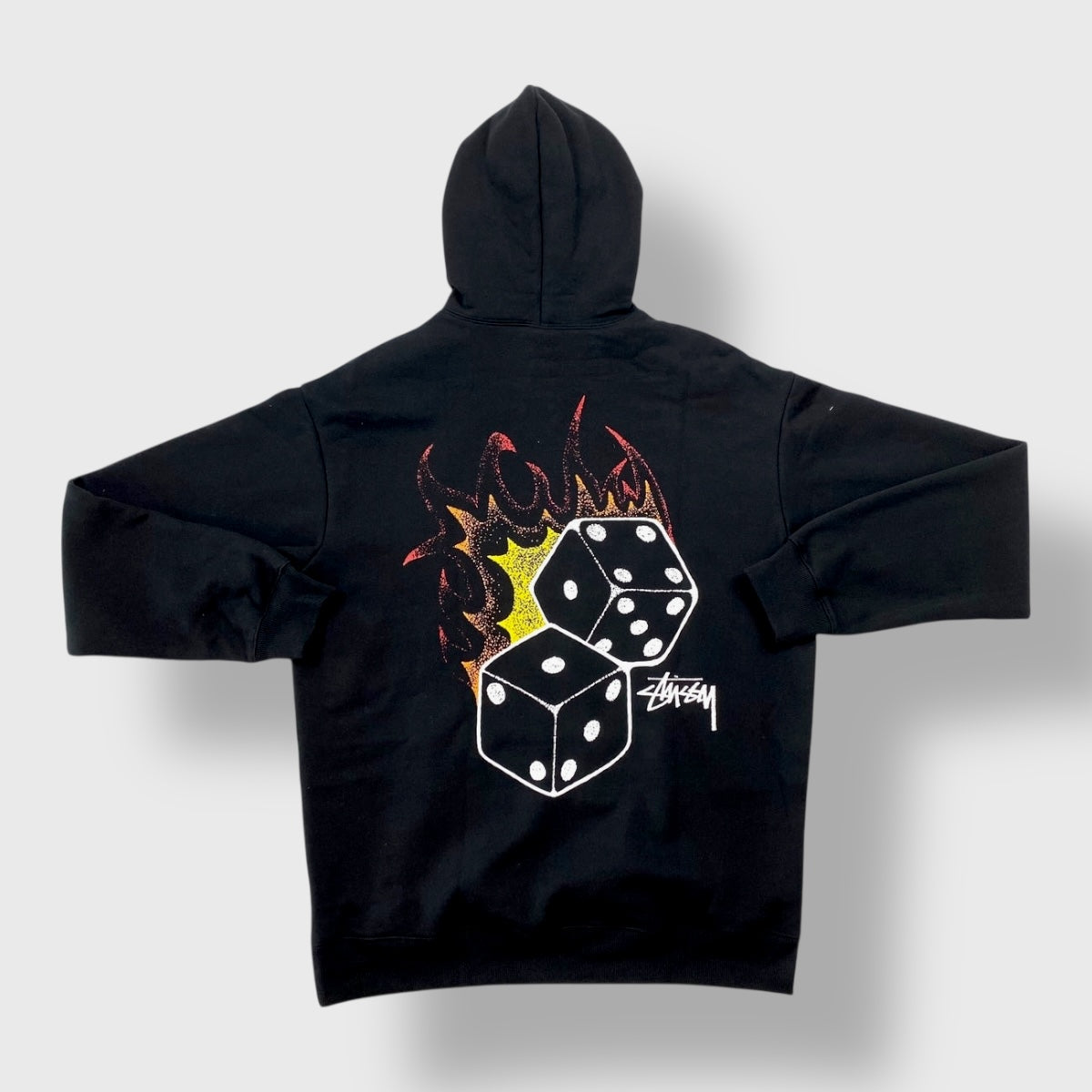 Stüssy Black Flaming Dice Hoodie – SourcedBySab