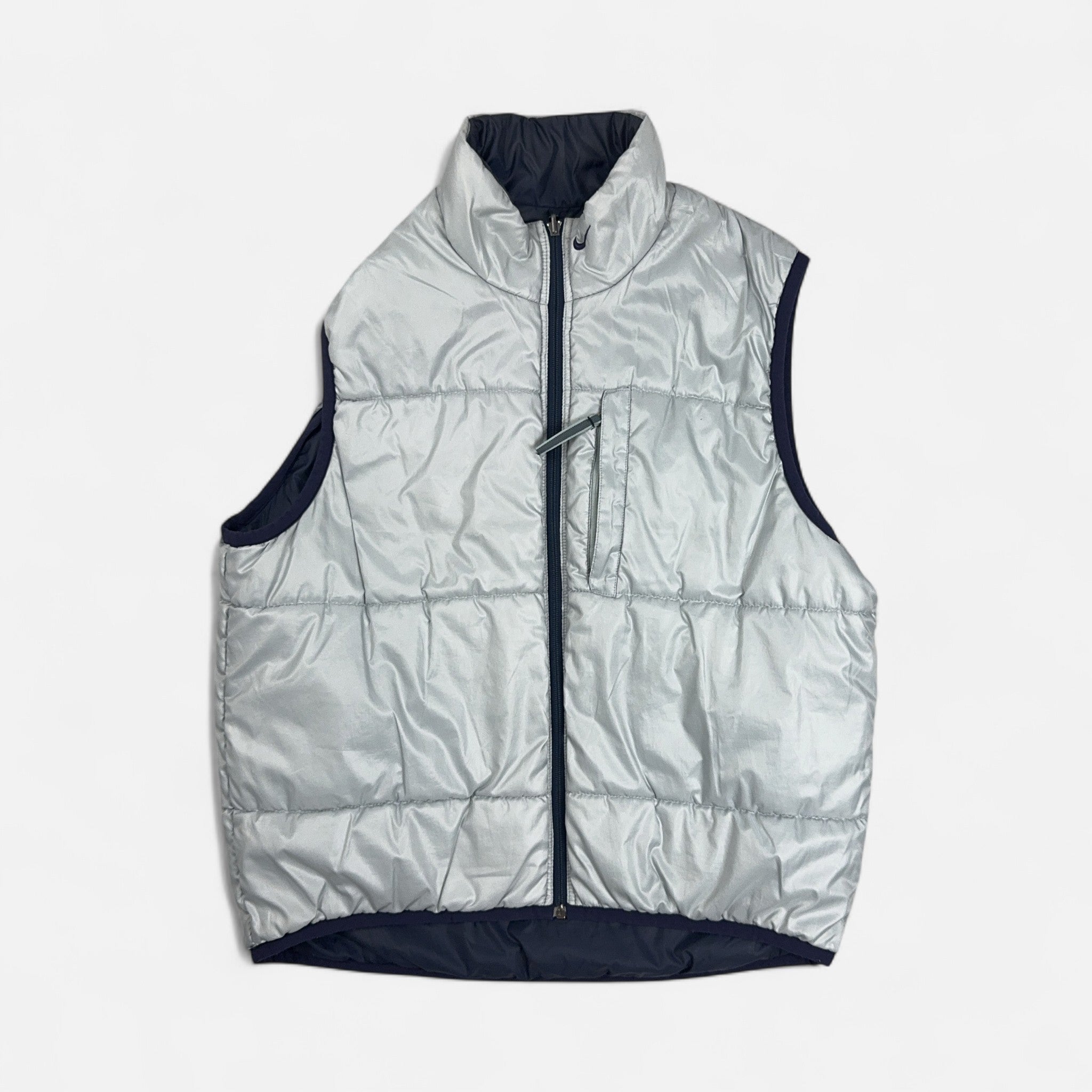 Vintage Nike Blue And Silver Reversible Gilet (M)