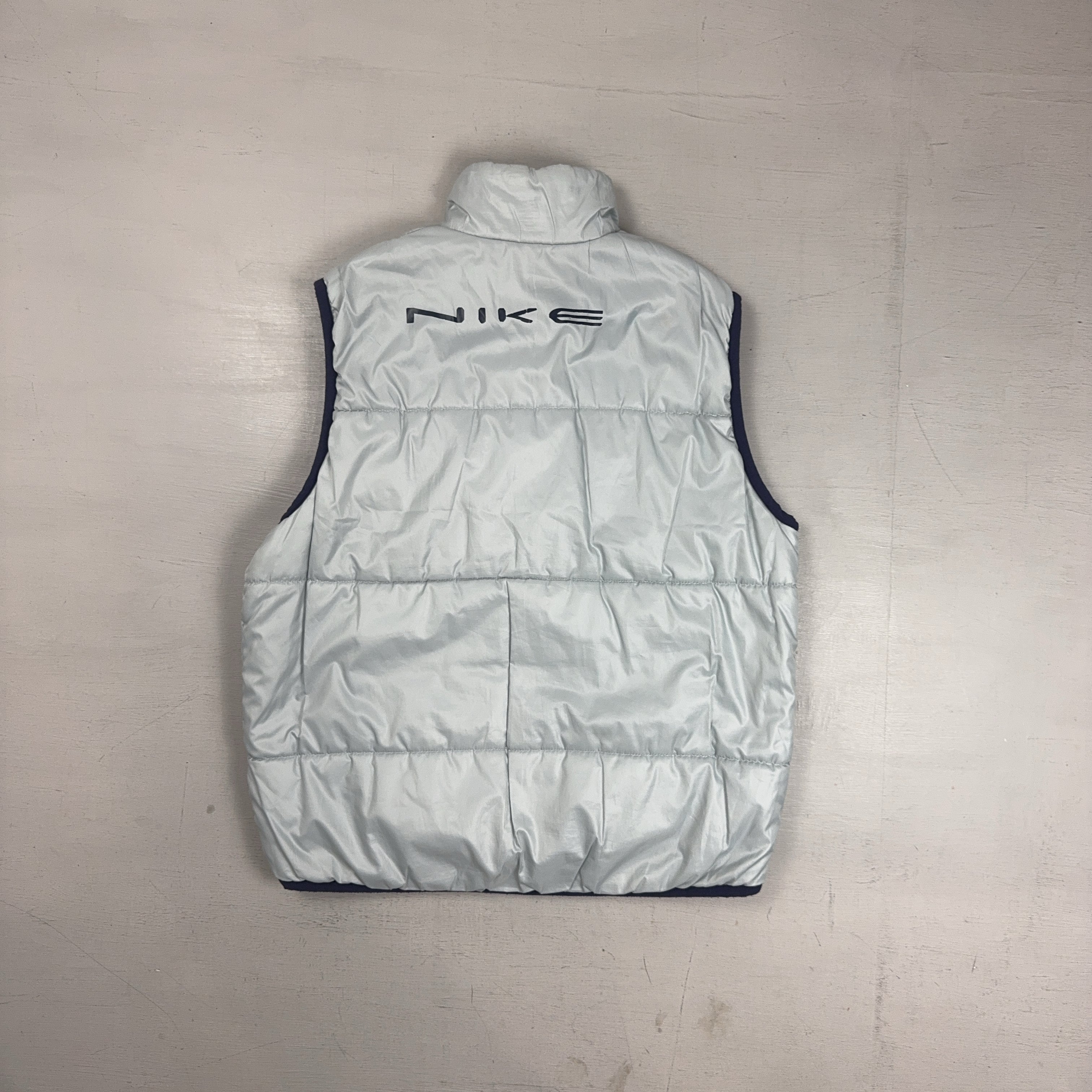 Vintage Nike Blue And Silver Reversible Gilet (M)