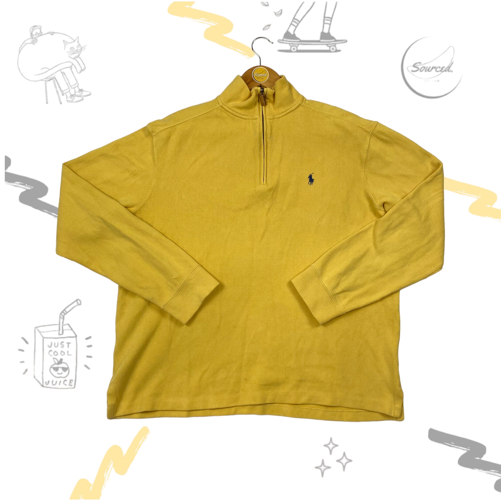 Polo Ralph Lauren Mustard Yellow Custom/Reworked ‘Polo hotsell Bear’ 1/4 Zip Sweater