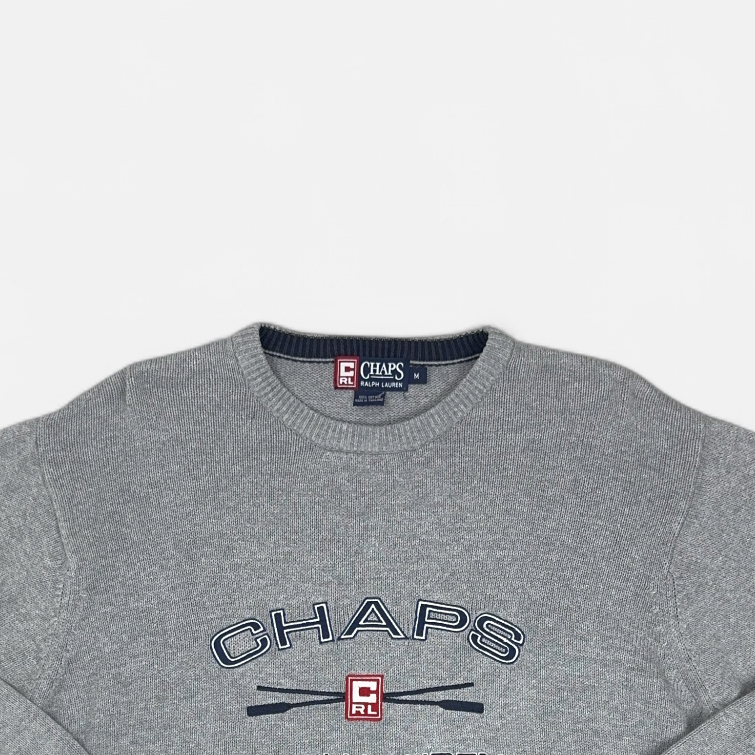 Vintage Chaps Ralph Lauren Grey Knit Jumper (M) detail