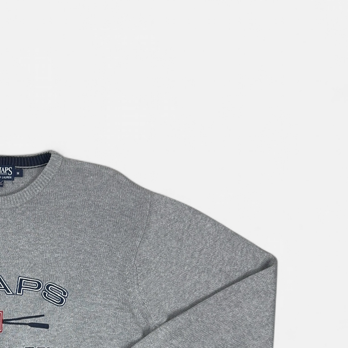 Vintage Chaps Ralph Lauren Grey Knit Jumper (M) detail